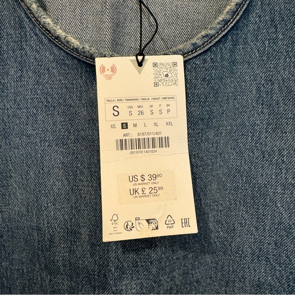Zara - NWT Denim Shift Top/Tunic - Size S - Picture 12 of 12